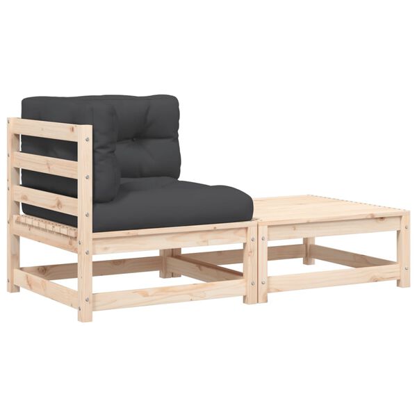 vidaXL Sofá de canto para jardim com almofadões e apoio de pés