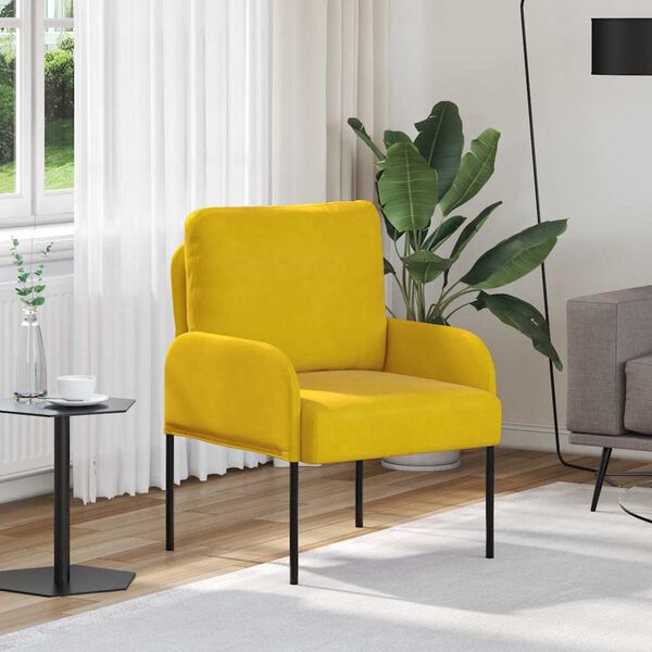 vidaXL Sof&aacute;s com almofada 55cm Amarelo Contraplacado