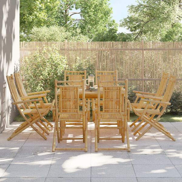 vidaXL Cadeiras de jardim dobr&aacute;veis 8 pcs 53x66x99 cm bambu
