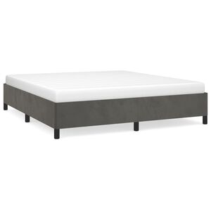 vidaXL Estrutura de cama sem colch&atilde;o 160x200 cm veludo cinzento-escuro