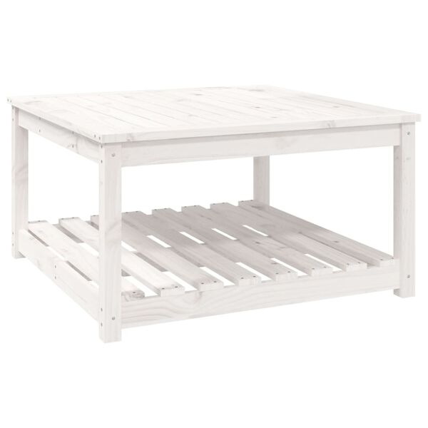 vidaXL Mesa de jardim 82,5x82,5x45 cm madeira de pinho maci&ccedil;a branco