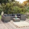 vidaXL 7 pcs conjunto lounge de jardim c/ almofad&otilde;es vime PE cinzento