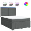 vidaXL Cama com molas/colch&atilde;o 140x190 cm tecido cinzento-escuro
