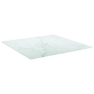 vidaXL Tampo mesa 80x80 cm 6 mm vidro temperado design mármore branco