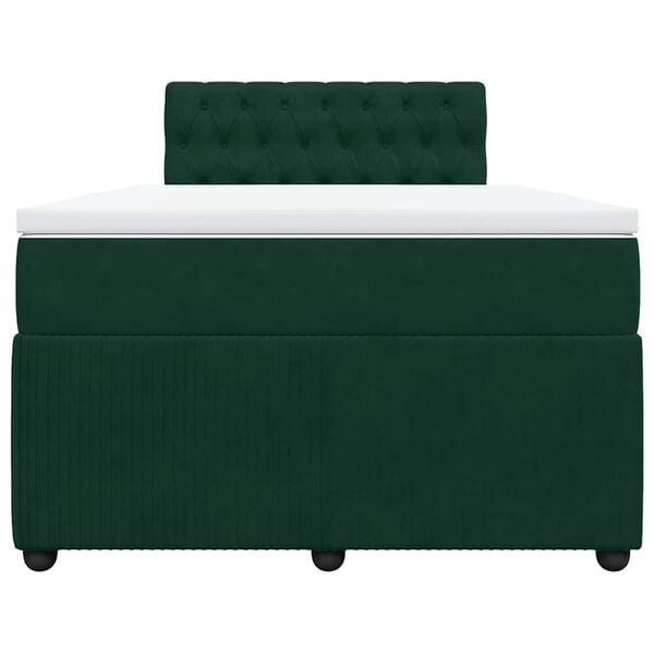 vidaXL Cama boxspring com colch&atilde;o 120x200 cm veludo verde-escuro