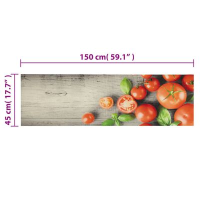 vidaXL Tapete de cozinha lavável 45x150 cm veludo padrão tomates