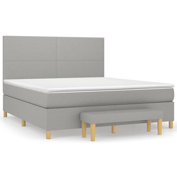 vidaXL Cama com molas/colch&atilde;o 160x200 cm tecido cinzento-claro