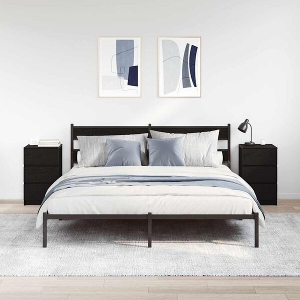 vidaXL Mesas de cabeceira 3 gavetas 2 pcs 39x35x65cm preto