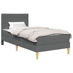 vidaXL Estrutura de cama com colch&atilde;o Cinza Escuro 90 x 190 cm tecido