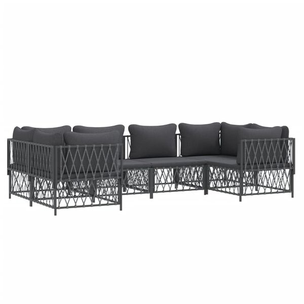 vidaXL 6 pcs conjunto lounge de jardim com almofad&otilde;es a&ccedil;o antracite