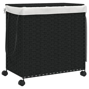 vidaXL Cesto para roupa suja com rodas 60x35x60,5 cm vime preto