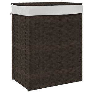 vidaXL Cesto p/ roupa suja c/ tampa 46x33x60cm vime PE castanho-escuro