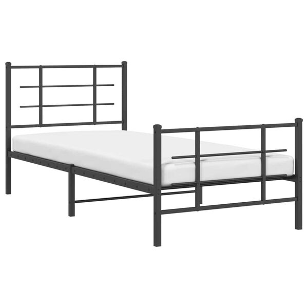 vidaXL Estrutura de cama com cabeceira e p&eacute;s 90x200 cm metal preto