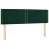 vidaXL Cabeceira de cama c/luzes LED veludo 144x5x78/88cm verde-escuro