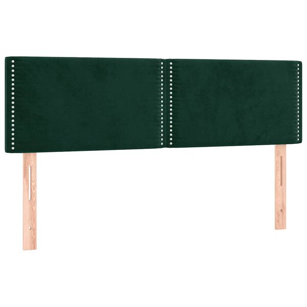 vidaXL Cabeceira de cama c/luzes LED veludo 144x5x78/88cm verde-escuro