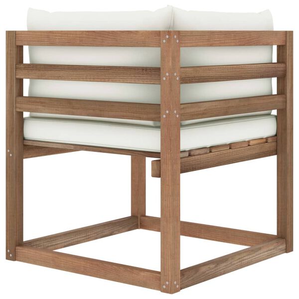 vidaXL Sof&aacute; de canto em paletes p/ jardim com almofad&otilde;es cor creme