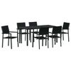 vidaXL Conjunto de Jantar para Jardim 7 unid. Preto A&ccedil;o revestido a p&oacute;