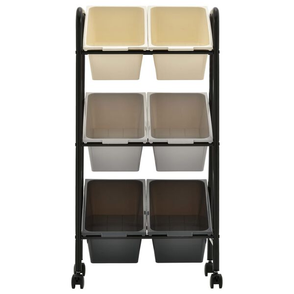 vidaXL Carrinho arruma&ccedil;&atilde;o brinquedos 6 cestos pl&aacute;stico degrad&ecirc;