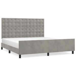 vidaXL Estrutura de cama c/ cabeceira 180x200 cm veludo cinzento-claro