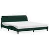 vidaXL Cama com colch&atilde;o Dover 180x200 cm veludo verde-escuro
