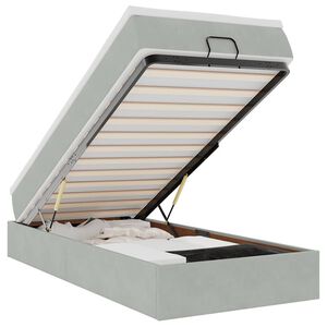 vidaXL Estrutura cama otomana colch&atilde;o 90x200 cm veludo cinzento claro