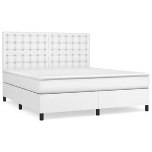 vidaXL Cama com molas/colch&atilde;o 180x200 cm couro artificial branco