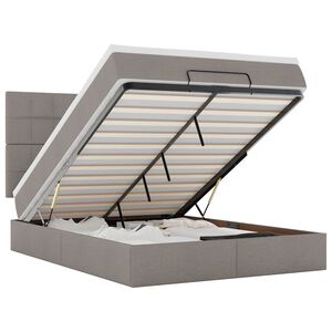 vidaXL Estrutura de cama otomana com colch&atilde;o tecido cinzento 140x200cm