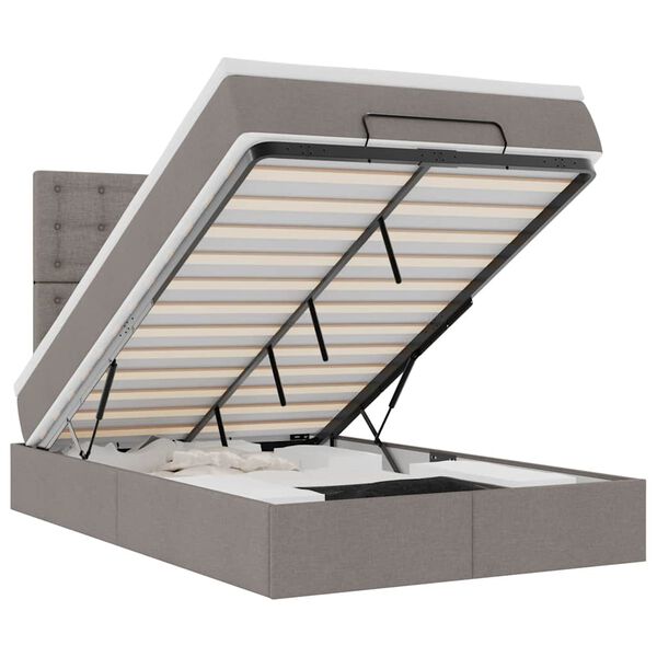 vidaXL Estrutura de cama otomana com colch&atilde;o 120x190cm tecido cinzento