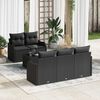vidaXL Conjunto de Sof&aacute; de Jardim 6 pcs Preto Rattan e A&ccedil;o e Vidro