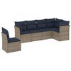 vidaXL Conjunto de sof&aacute; de jardim com 6 pe&ccedil;as e almofadas em rattan sint&eacute;tico cinza