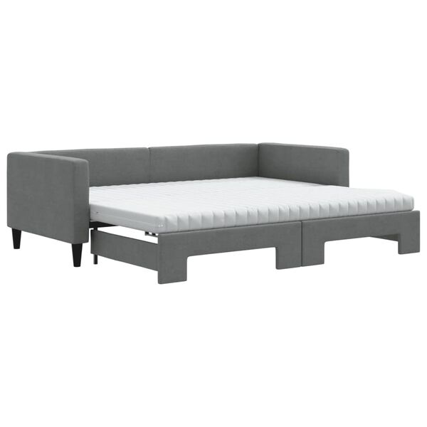 vidaXL Sof&aacute;-cama c/ gavet&atilde;o e colch&otilde;es 90x190cm tecido cinzento-escuro