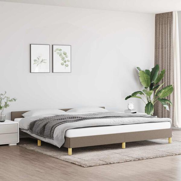 vidaXL Cama sem colch&atilde;o 200x200 cm tecido cinzento-acastanhado