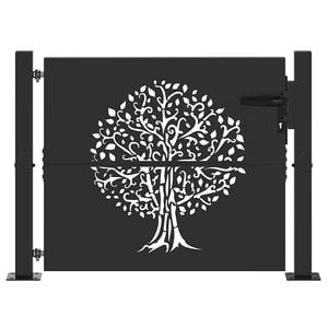 vidaXL Port&atilde;o de Jardim 110 x 105 cm Preto Tranc&aacute;vel