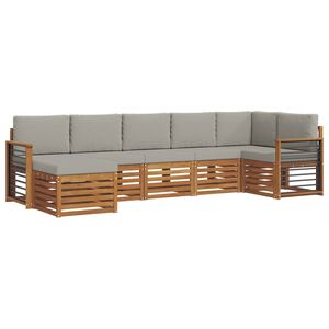 vidaXL Conjunto de Sof&aacute; Sectional 7 pcs Cinza Natural e Claro