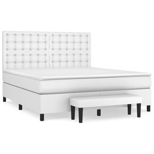 vidaXL Cama com molas/colch&atilde;o 160x200 cm couro artificial branco