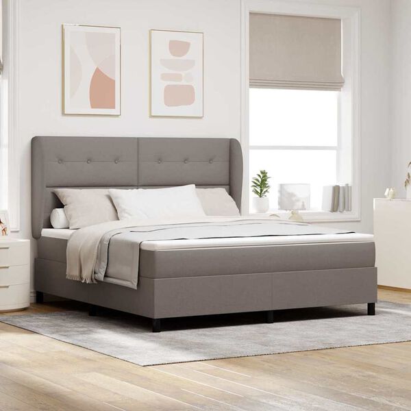 vidaXL Cama Box com colch&atilde;o Cinzento-acastanhado 180 x 200 cm tecido