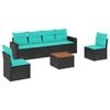 vidaXL 7 pcs conjunto de sof&aacute;s p/ jardim c/ almofad&otilde;es vime PE preto