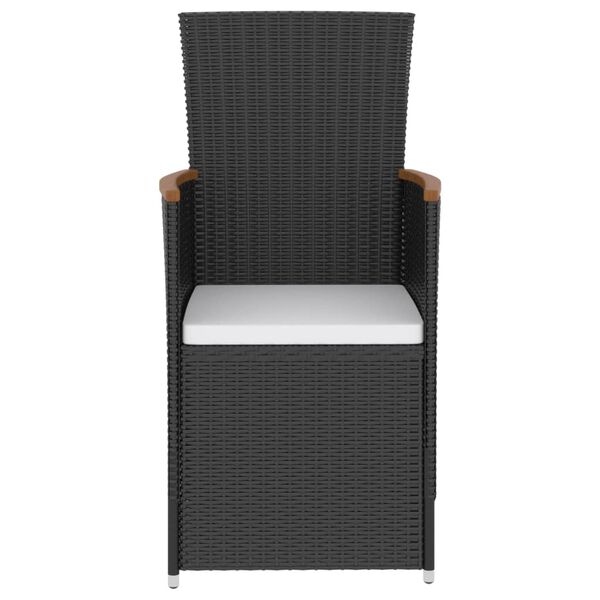 vidaXL 5 pcs conjunto jantar exterior com almofad&otilde;es vime PE preto