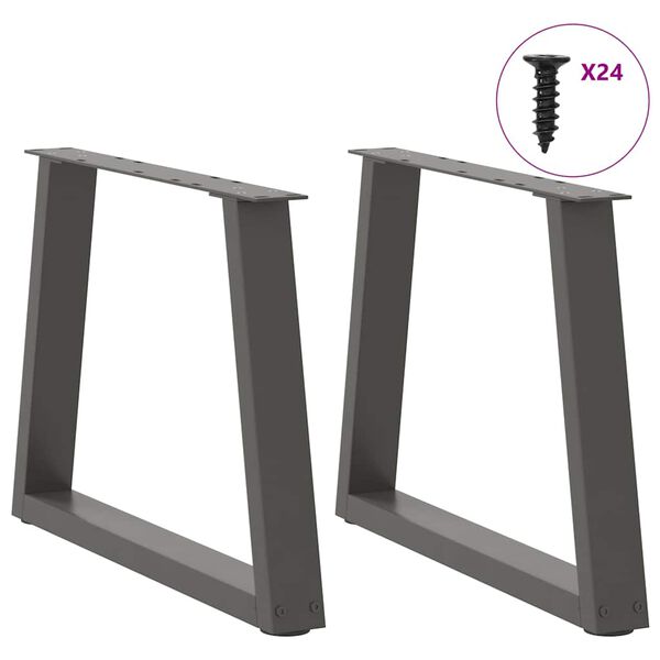 vidaXL P&eacute;s para mesa de centro em forma de V, 2 pe&ccedil;as, antracite, 60x (42-43,3) cm, a&ccedil;o