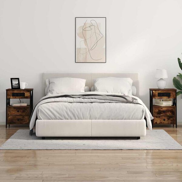 vidaXL Arm&aacute;rio de Cabeceira Carvalho Defumado 40 x 31 x 60 cm