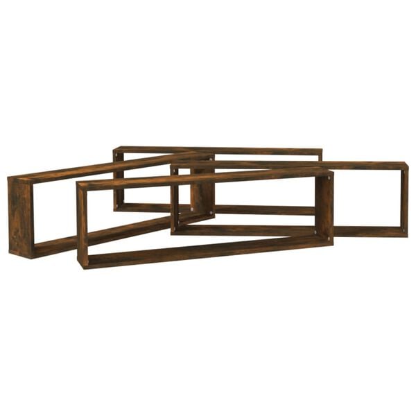 vidaXL Prateleiras cubo 4 pcs 100x15x30 deriv. madeira carvalho fumado