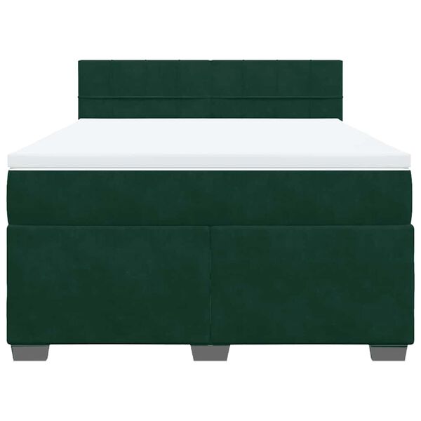 vidaXL Cama com molas/colch&atilde;o 160x200 cm veludo verde-escuro