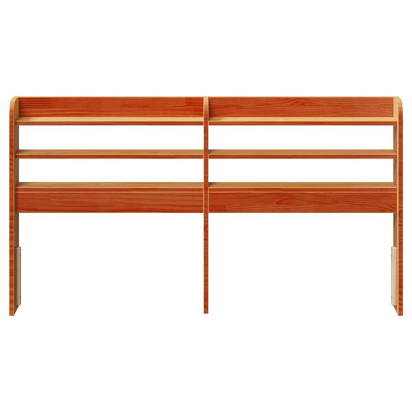 vidaXL Cabeceira com prateleiras 160 cm pinho maciço castanho-mel