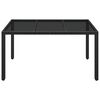 vidaXL Mesa de jardim com tampo de vidro 150x90x75 cm vime PE preto