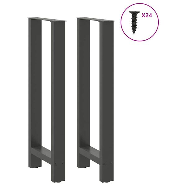 vidaXL P&eacute;s para mesa de bar antracite 2 pe&ccedil;as 50x(100-101) cm a&ccedil;o