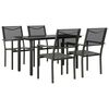 vidaXL 5 pcs conjunto de jantar para jardim a&ccedil;o e textilene preto