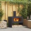 vidaXL Fire Pit Preto 80 x 50 x 96 cm Aço laminado a frio