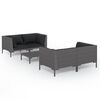 vidaXL 5 pcs conj. lounge jardim c/ almofad&otilde;es vime PE cinzento-escuro