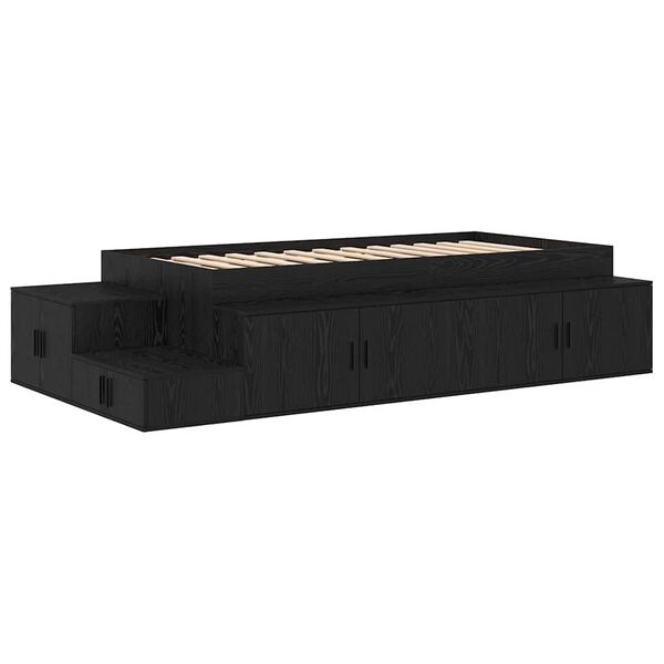 vidaXL Estrado de cama com arruma&ccedil;&atilde;o Carvalho Preto 90 cm