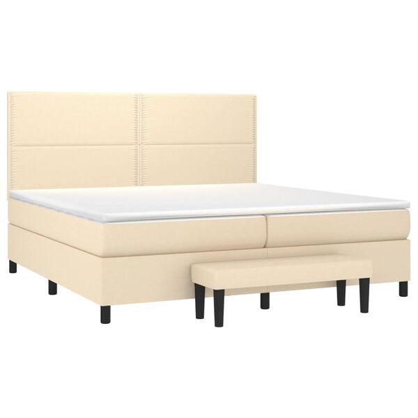 vidaXL Cama com molas/colch&atilde;o 200x200 cm tecido cor creme